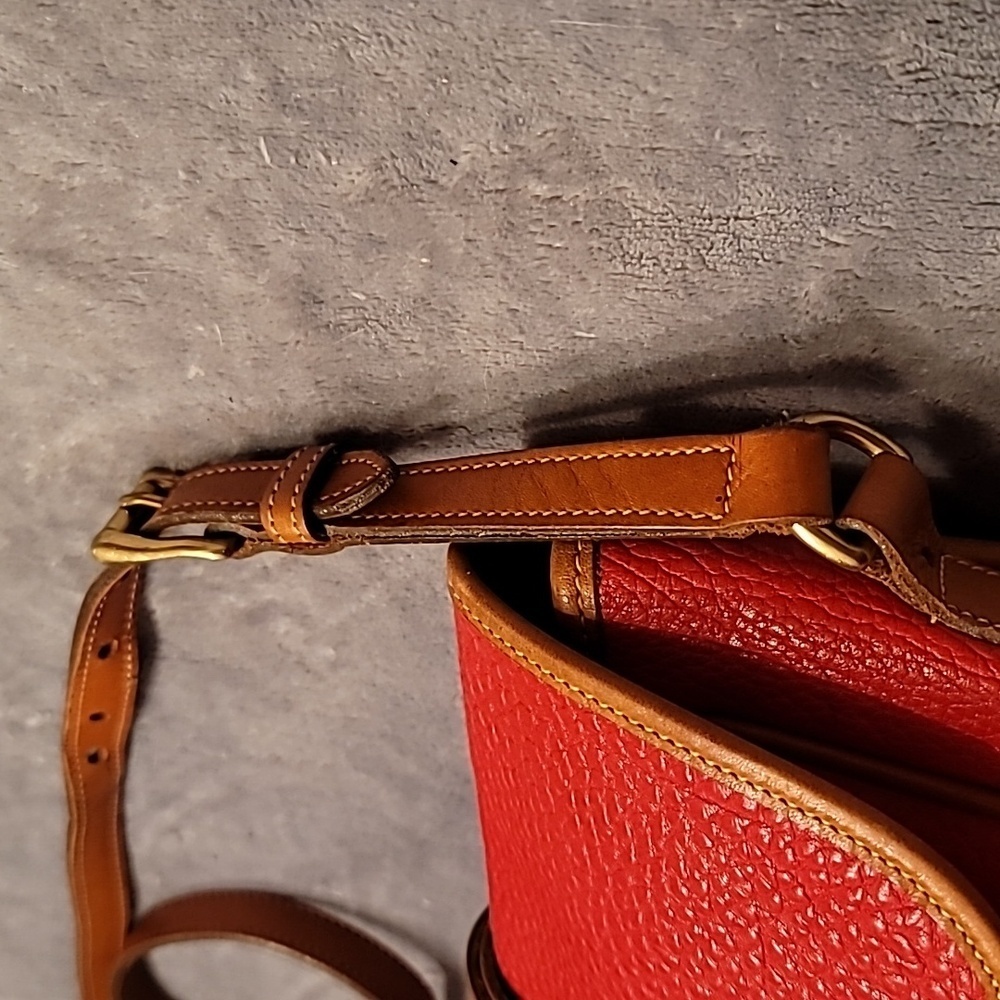 0463. EUC ~ Dooney and Bourke ~ Red Leather Equestrian Over Under Shoulder Bag ~ - Picture 3 of 14